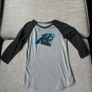 NFL Carolina Panthers Three Quarter Sleeve Tee with Logo